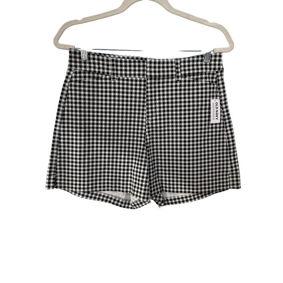 Old Navy Pixie High Rise Gingham Shorts Womens 6 Secret Smooth Pockets Black NEW - Picture 3 of 12